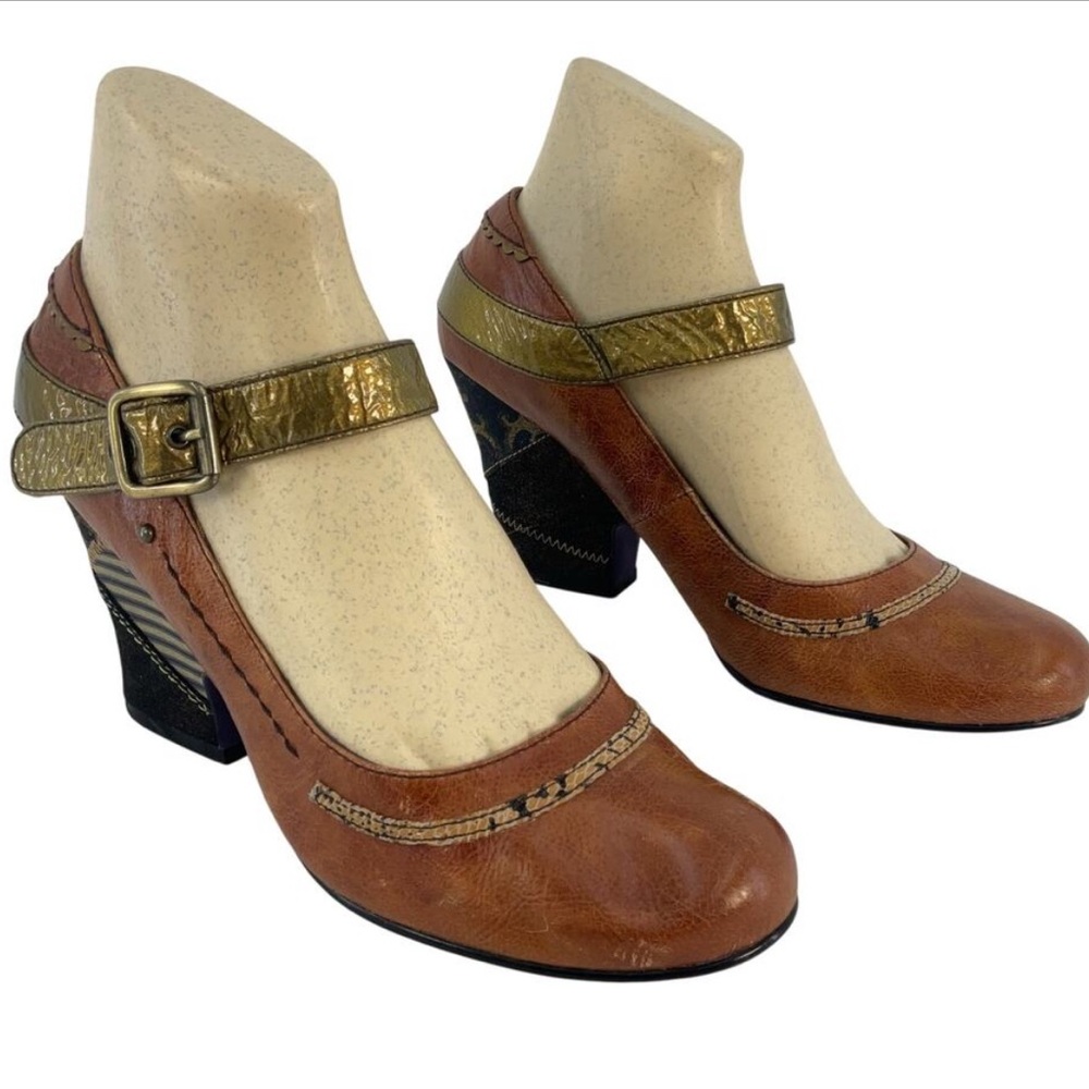 Elegant Brown and Gold Women's Heels